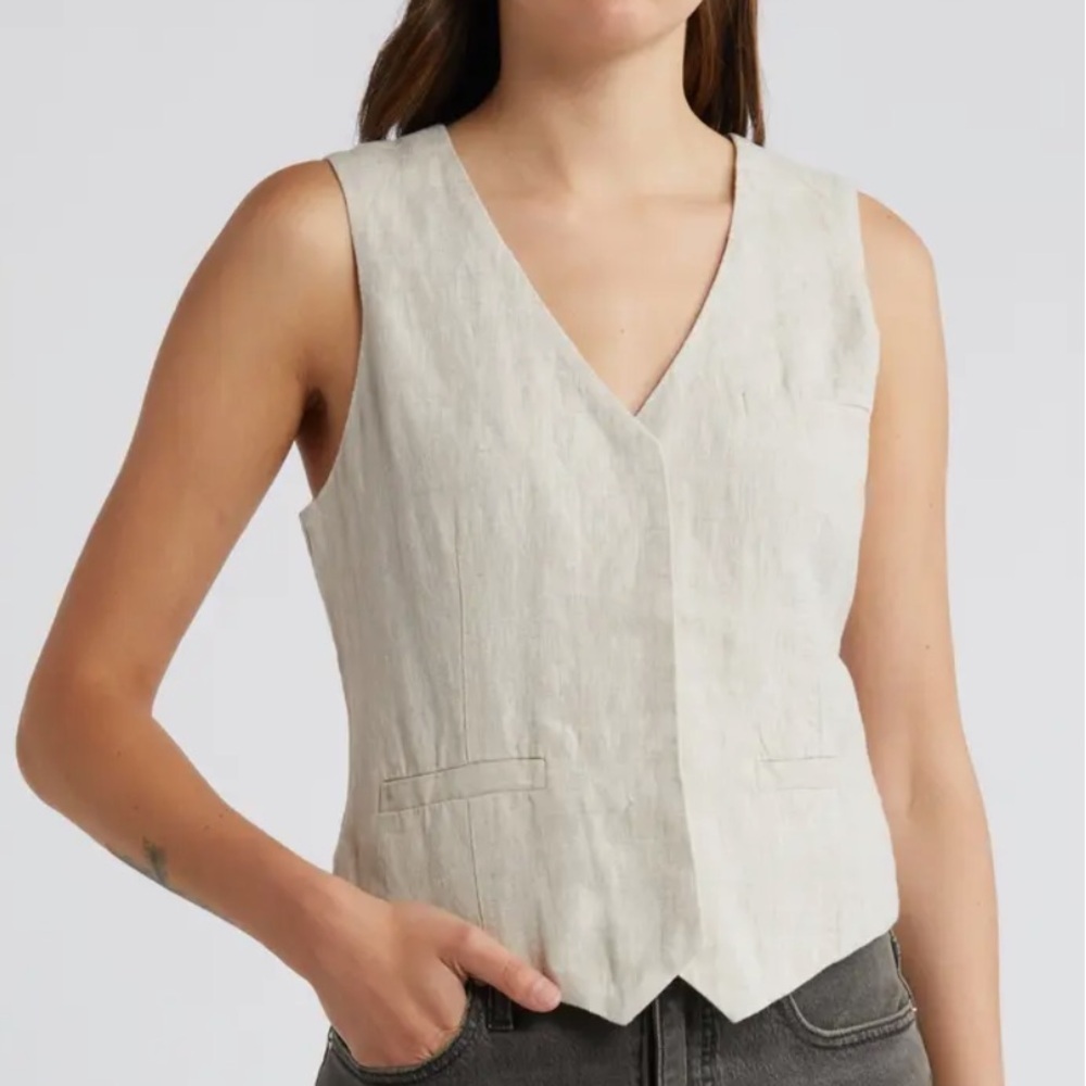 Madewell single breasted vest 100% linen